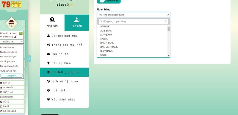 Lưu ý nhập thông tin rút tiền chính chủ tại 79King
